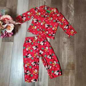 Disney Mickey Mouse Red Fleece 2 Piece Pajama Set Size 24 months 24m